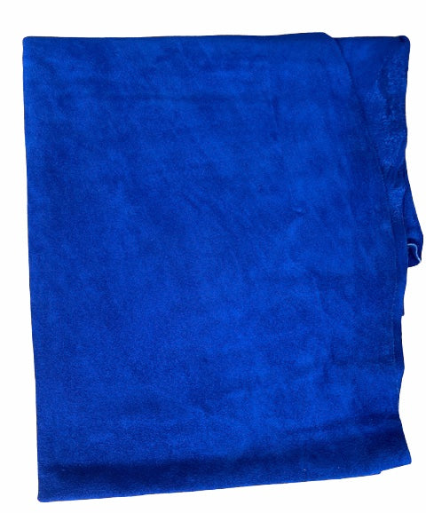 Electric blue split leather SL fur and leather
