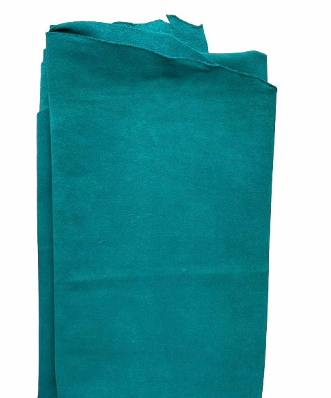 Emerald green suede leather SL fur and leather