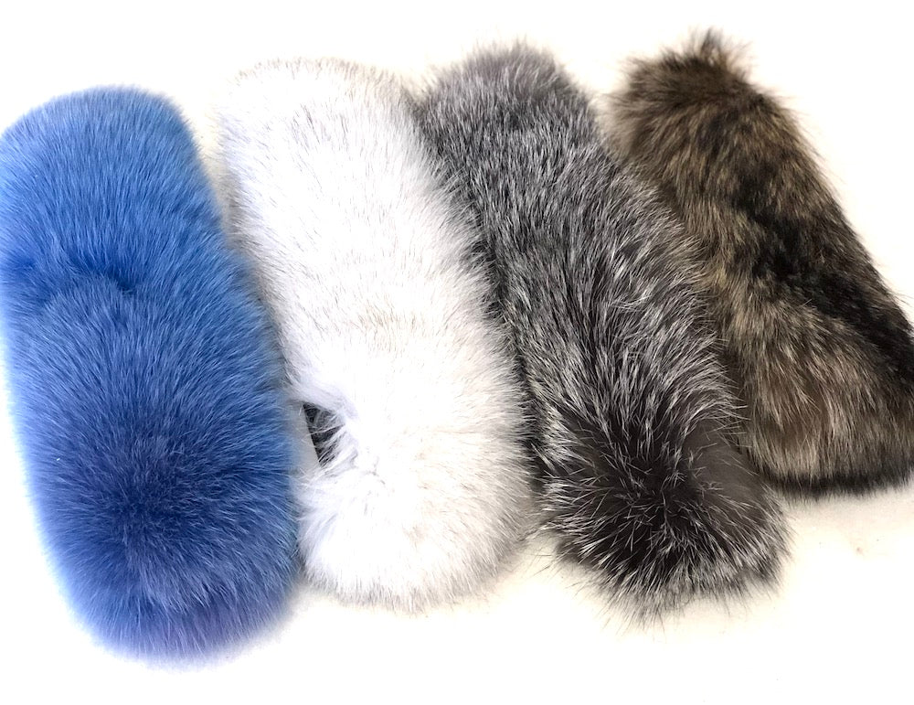 Dyed Blue Fox Fur Headbands - SL Fur & Leather