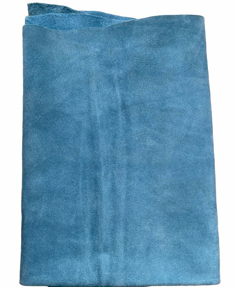 Sky blue split leather SL fur and leather