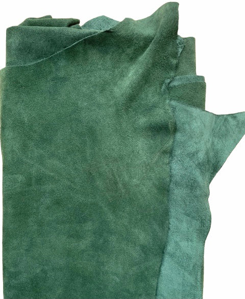 Hunter green split leather SL fur and leather